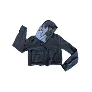 Millau Crop Hooded Jacket Size Small Olive Green Utility Casual